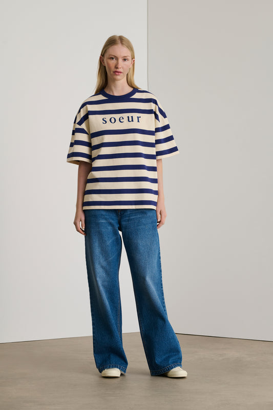 Tee-Shirt Adam - Écru/Marine - Coton - Femme