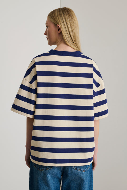 Tee-Shirt Adam - Écru/Marine - Coton - Femme