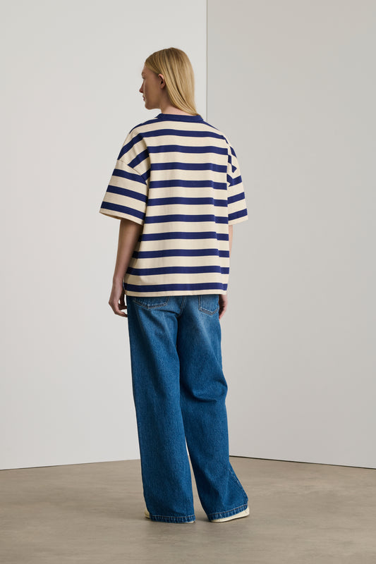 Tee-Shirt Adam - Écru/Marine - Coton - Femme