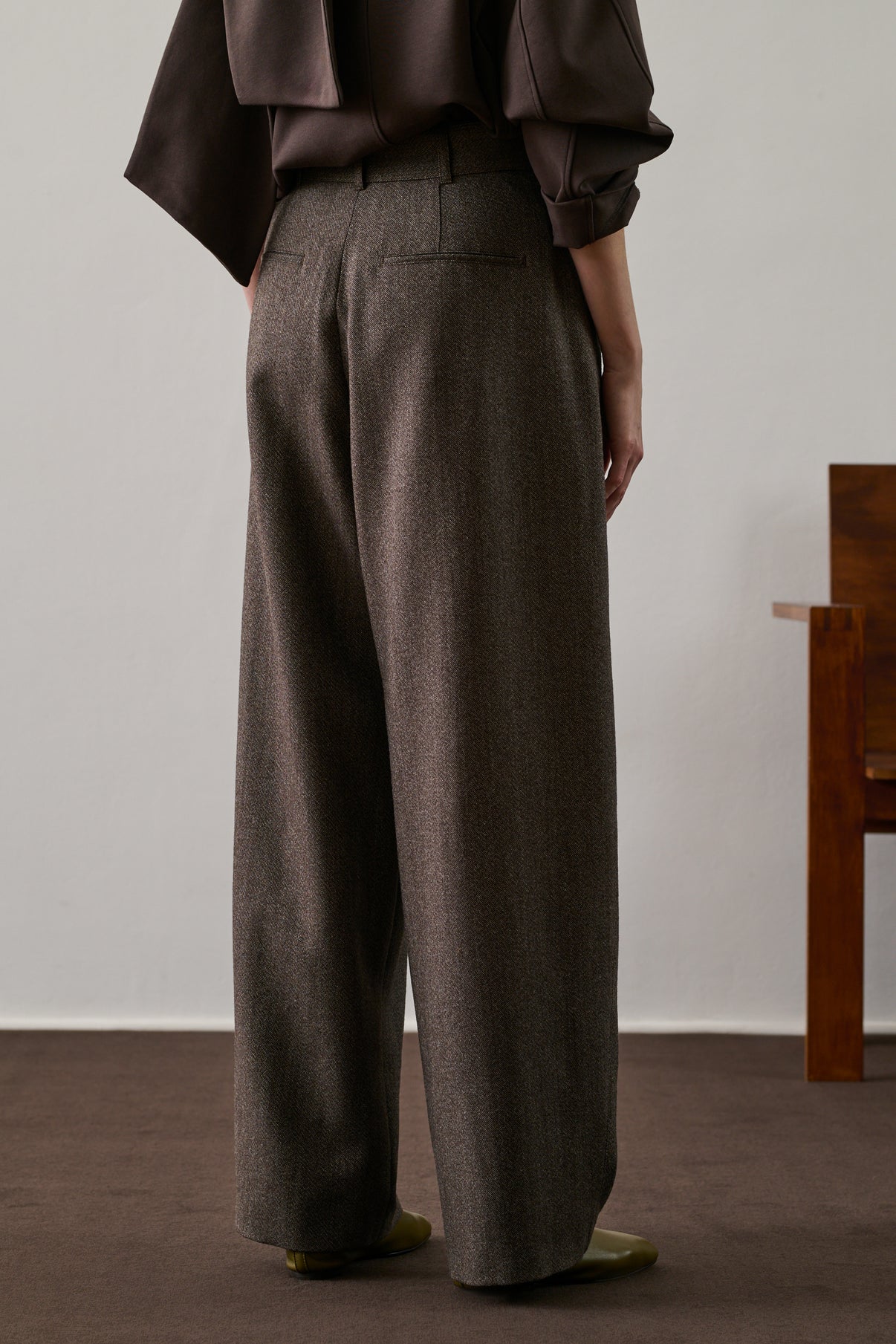 Pantalon Cole - Marron/Écru - Laine - Femme vue 4