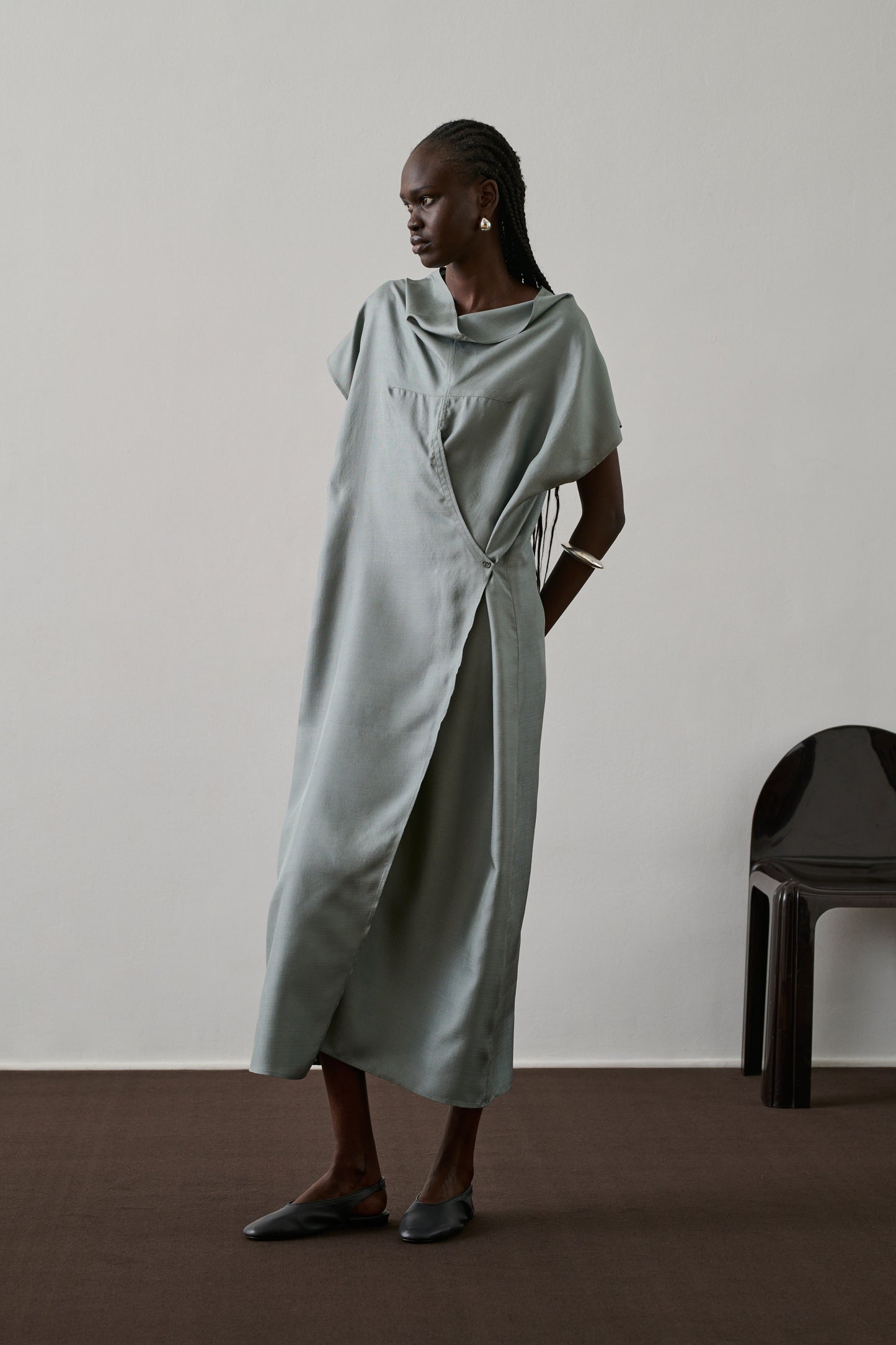 Robe Foggia - Bleu Glacé Foncé - Soie - Femme