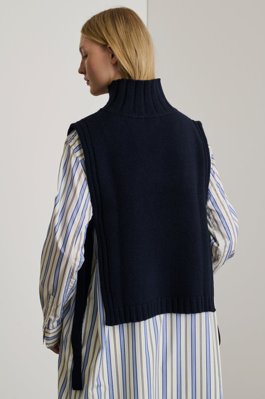 Pull Or - Navy - Laine - Femme